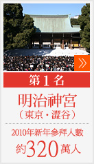 第1名　明治神宮（東京・澀谷）／2010年新年參拜人數　約320萬人